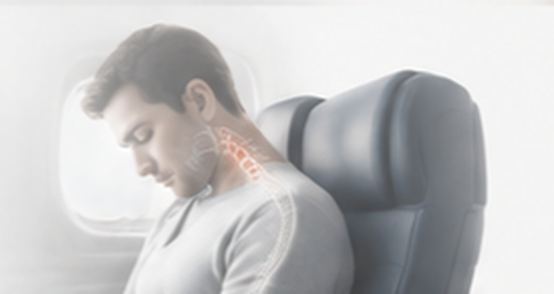 Passenger struggling to sleep upright on airplane